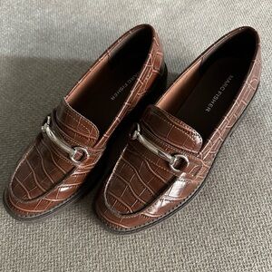 Marc Fisher Brown Croc-Embossed Loafers